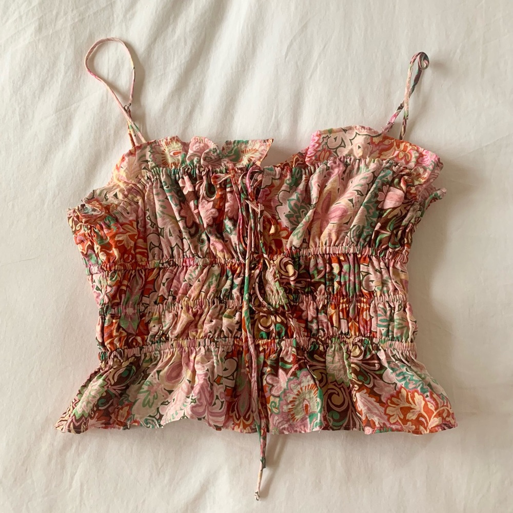 Dynamite Floral Pink and Green Women's Top Small
